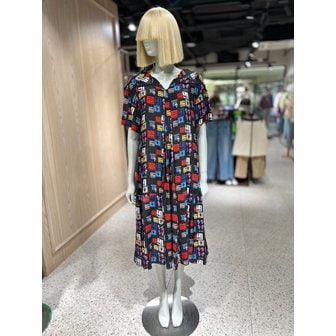 베네통 [파주점] 브이넥 컬러 프린트 롱 원피스 BAOPB1431