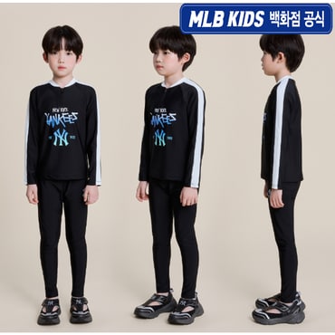MLB키즈 (백화점공식) 베이직 반집업 래쉬가드 세트 7ASWB2153-50BKS