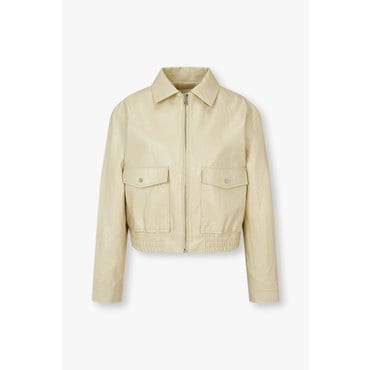 GCUT [지컷25S/S]칼라드 밴딩 헴  신세틱 레더 점퍼(7255175101)