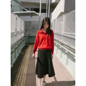 COTTON LOOSE COLLAR KNIT TOP_RED
