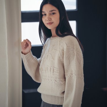 틸아이다이 Logo point snowflake wool knit_Cream