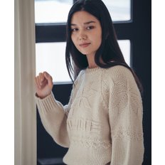 Logo point snowflake wool knit_Cream