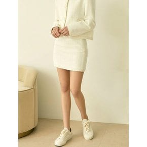 Classic Tweed Mini Skirt (White)