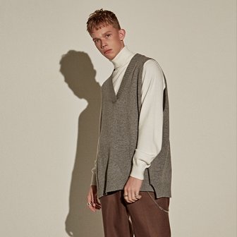 얀13 WOOL LOOSE KNIT VEST_GRAY