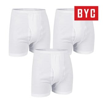  BYC 순면 남성 흰색 사각팬티 3매 세트