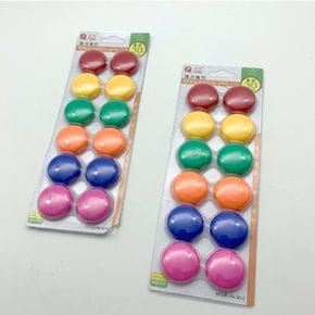 문구완구 원형 칼라 자석 12PCS 화이트보드 컬러 강력 홀더