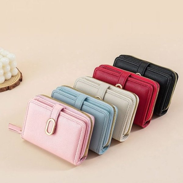 여성 수납력 좋은 타원 클립 지퍼 다용도 예쁜 중지갑 (WFJDW6A)