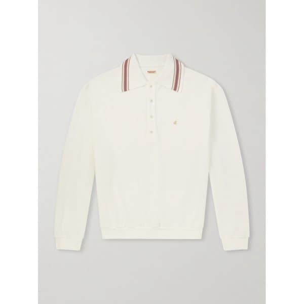 박스 스트라이프 자수 코튼 피케 폴로 티셔츠 46376663162925154