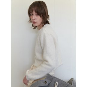 Brushed Crop Round knit_SNOW PEARL