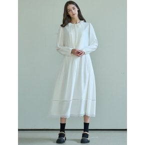 RUFFLE LACE PIN-TUCK DRESS_IVORY