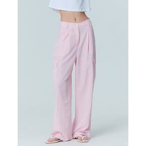 Wide Leg Stitch Cargo Pants_Pink