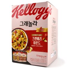 코스트코 켈로그 크랜베리 아몬드 그래놀라 시리얼 1.5kg(500g x 3팩) 대용량