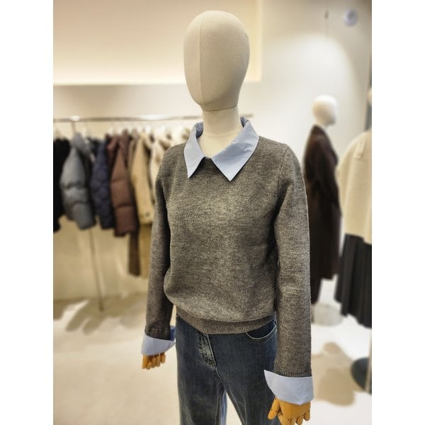 [여주점] [JJ 지고트]여성 셔츠 배색 풀오버 니트 GRAM1PO901