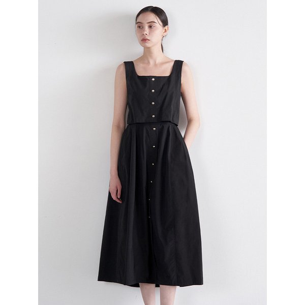 Sleeveless flare dress (BLACK)