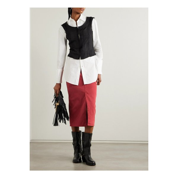 브리트 데님 미디 스커트 레드 1647597350563578