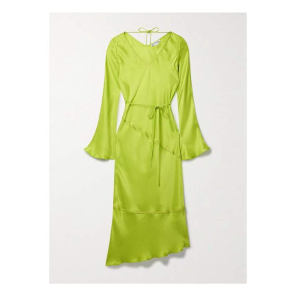 새틴 미디 드레스 그린 1647597326701953