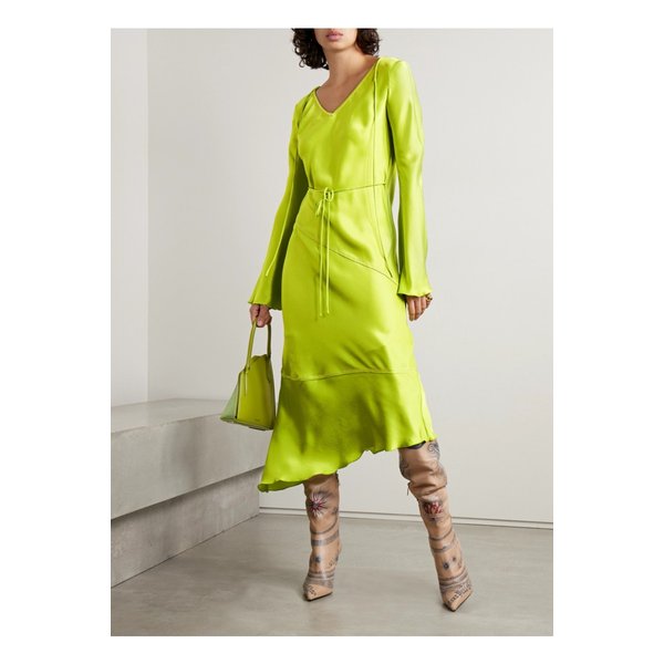 새틴 미디 드레스 그린 1647597326701953