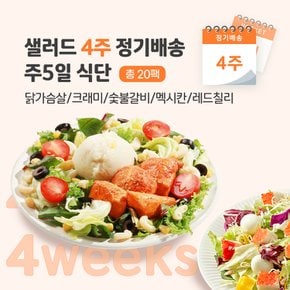 샐러드 4주 정기배송 주5일 (닭가슴살1+크래미1+숯불1+멕시칸1+레드칠리1)