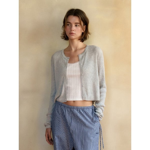 PETAL RIBBED CARDIGAN[GRAY] / 5COLOR