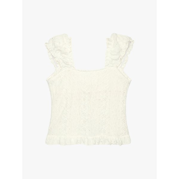 FOREST PUNCHING RIBBON BLOUSE_IVORY