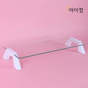 아이정 강화유리 모니터 받침대 컴팩트 화이트