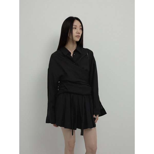 RAMIE CROSS SILHOUETTE SHIRT - BLACK