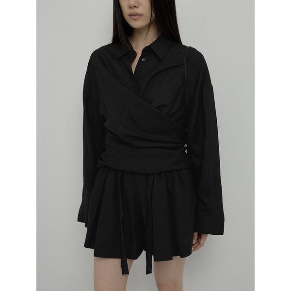 RAMIE CROSS SILHOUETTE SHIRT - BLACK
