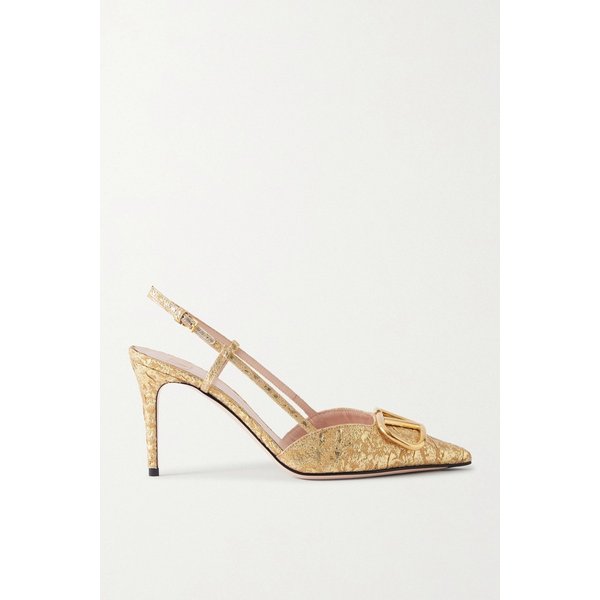 V로고 장식 클로케 자카드 슬링백 펌프스 46376663162985252