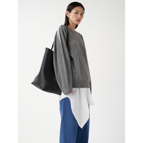 울 블렌드 라운드 래글런 니트-그레이