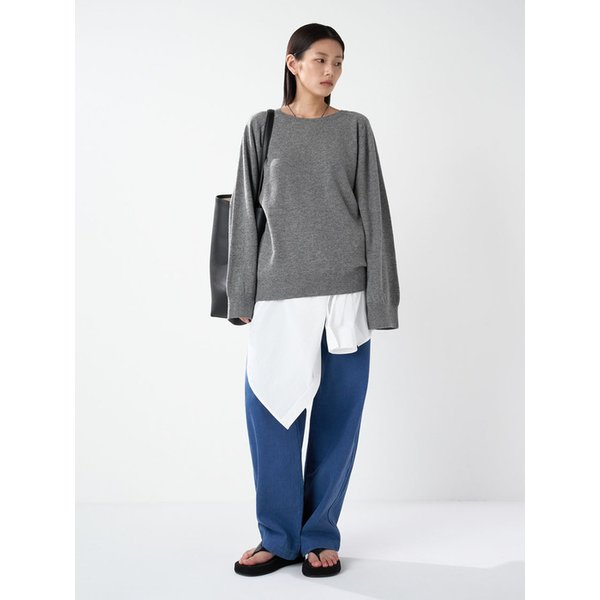 울 블렌드 라운드 래글런 니트-그레이