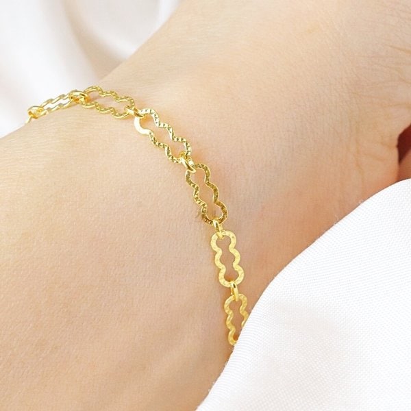 [가앤] 24k순금 구름 물결 클립 체인 팔찌 세트 가능 3.75g