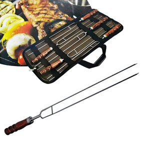 캠핑 꼬지 스텐 바베큐 구이용 쌍열 꼬치 꼬챙이 5P 바비큐 막대 꽂이