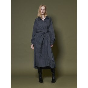 TIE WRAP SHIRTS DRESS _CHARCOAL