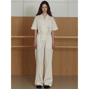 two-way open collared jumpsuit (cream)