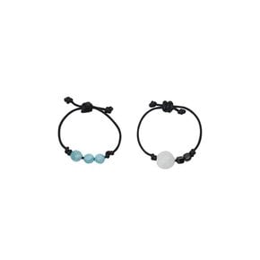 gem string ring set- black blue