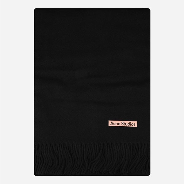 [시흥점] [아크네]5F CA0209 900 로고 프린지 와이드 울 머플러 블랙