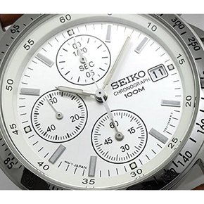 SEIKO SND363P1-LBR [] 크로노 그래프 시계 가죽 벨트 세트 국내 세이코 정규 유통품 화이트