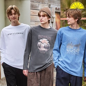 신세계라이브쇼핑 [아쿠아 리모네] 남성 피그먼트 티셔츠 3종 세트