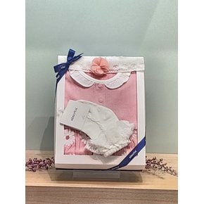 !![S/S 출산 백일3종 선물]!!데인 요루 반소 바디슈트(헤어밴드)*AZ310639(핑크)//레이스단말