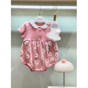 !![S/S 출산 백일3종 선물]!!데인 요루 반소 바디슈트(헤어밴드)*AZ310639(핑크)//레이스단말