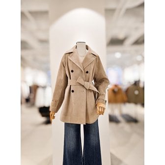 아이잗컬렉션 [파주점] [더아이잗컬렉셕]염소 가죽 스웨이드 벨티드 코트 CS4BLT041