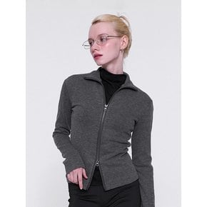 High Neck 2way Zip-Up_Grey