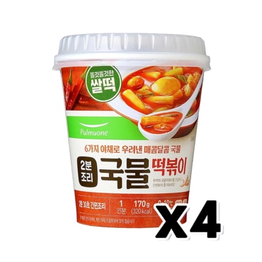  2분조리 국물떡볶이 매콤달콤 즉석용기컵 170g x 4개