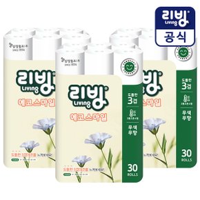 [삼정펄프] 리빙에코 스마일 3겹 데코화장지 30롤x3/무포름/롤휴지