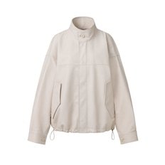 Italian vegetable Lambskin High-neck overfit Jumper_Cream