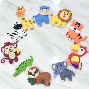 10개 세트 어린이 바느질 diy 정글이야기 만들기 키트 펠트박스