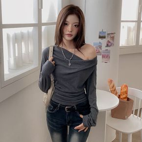 드레이프 꼬임 가을 긴팔 티셔츠 to 2627d_P438421023