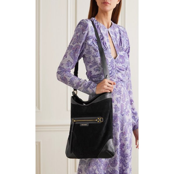 보츠리 가죽 트리밍 스웨이드 숄더백 블랙 43769801095186386