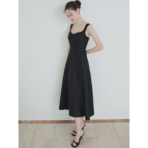 Mikado silk slip long dress Black