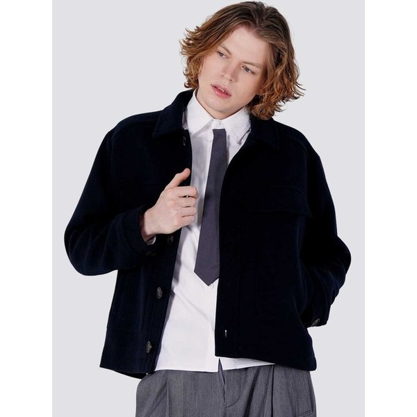남자 울이브직 빅후다 크롭자켓 CXS25WWJKA01 NAV
